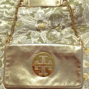 Gold Tory Burch Reva Clutch